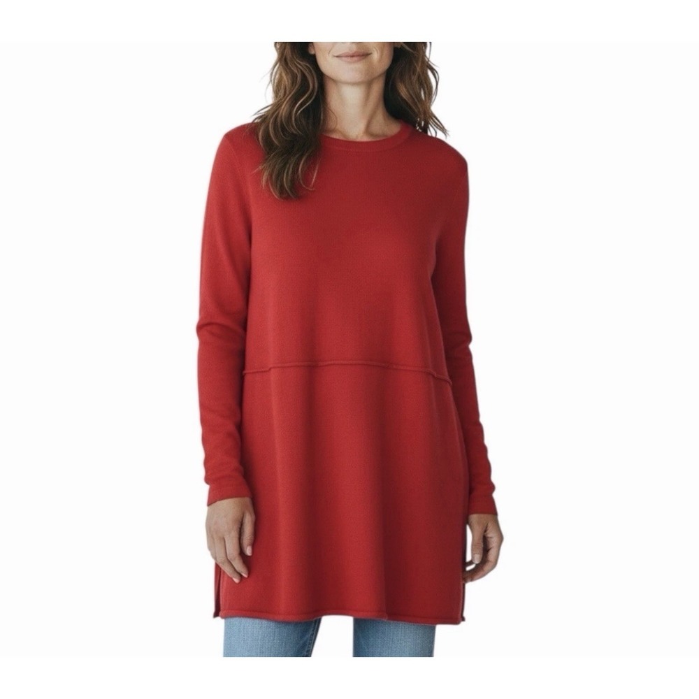 J. Jill‎ Size-XL Women Tunic Red Wool Blend Holiday Long Sleeve Top
